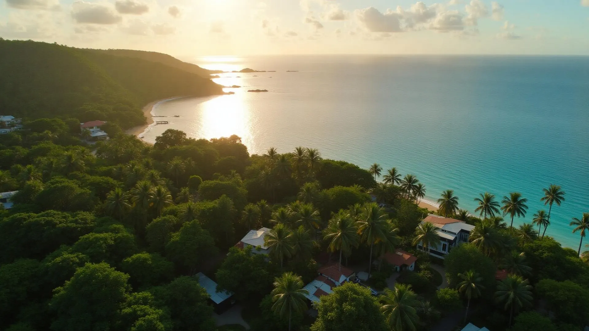 Aerial view of the Tobago coastline